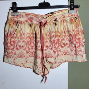 ❤️ 3 for $35 JOIE aztec tribal print drawstring shorts silk red yellow medium